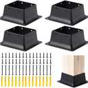 4x4 Post Base 4Pcs Wood Fence Post Bracket Anchor Base Brackets Deck Post Base for Pergola Railing Mailbox Deck (Inner Size 3.6x3.6)