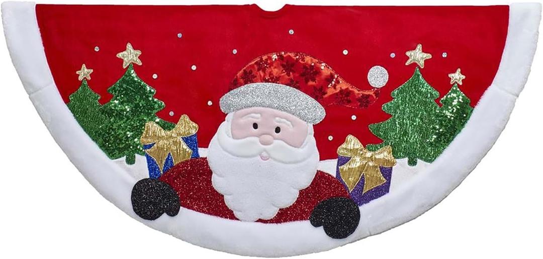 Kurt Adler 48" Red & White Velvet: Santa Tree Skirt Standard