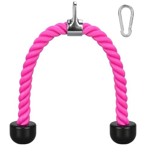DkOvn Tricep Rope, 27 Inches Cable Machine Attachment, Pull Down Attachments with Carabiner, for Gym Home Workout Exercise