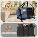 Petskd Side Expandable Extra Large Cat Carrier with Wheels and Litter Box for Long Distance Car Travel, 24"x17"x17" Collapsible Soft-Sided Pet Carrier with Zipper Locks for 2 Cats Under 55LBS(Blue)
