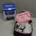 Eocolz Electric Lunch Box Food Heater 80-100W, Food Warmer with Dual Container 1.5L Portable Heated Lunch Box for Car Truck Work Stainless Steel Fork & Spoon 12/24/110V for Adults Lonchera Elctrica (Pink)