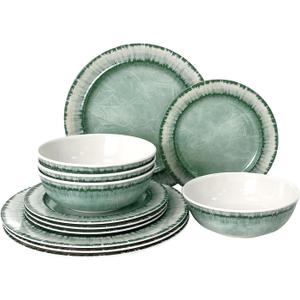 AELS Melamine Dinnerware Set of 12 Pcs Dinner Dishes Set for Indoor and Outdoor Use, Dishwasher Safe, Lightweight Unbreakable, BPA Free, Sage Green AELS Melamine Dinnerware Set of 12 Pcs Dinner Dishes Set for Indoor and Outdoor Use, Dishwasher Safe, Lightweight Unbreakable, BPA Free, Sage Green