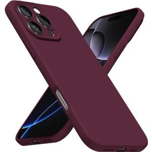 LoeoeL for iPhone 16 Pro Max Phone Case Silicone, Minimalist Ultra Thin Slim Soft Rubber Gel Solid Color Matte TPU Cute Case for Women Men, Girly Plain Aesthetic Design & Camera Cover, Burgundy Maroon