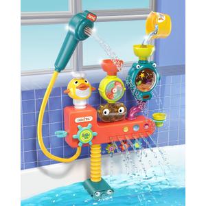 Nilez Bath Toys for Kids 3-in-1 Bath Shower Head Sprayer Bathtub Squirts for Baby Ages 1-3 4 5 6 7 8 Year Old Gift Fun Interactive Bath Tub Toy Waterfall Station Set Boy Girl Toddler 4 Months And Up