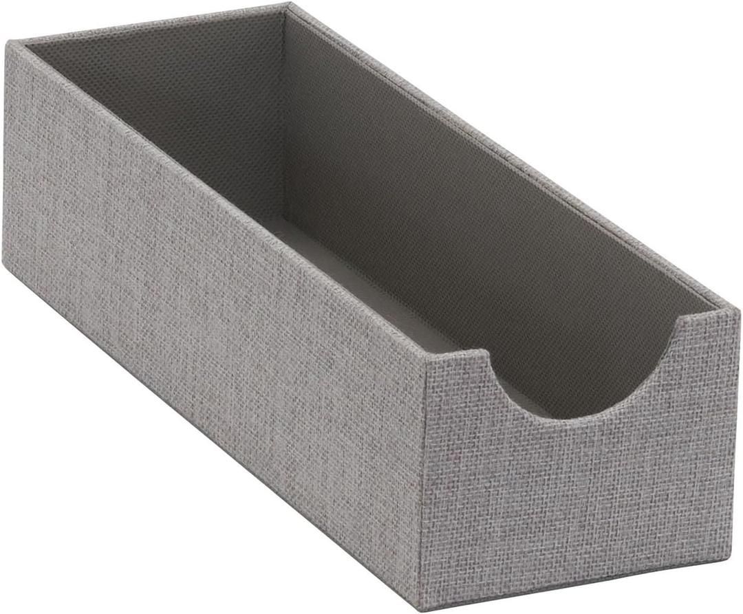 Household Essentials Grey 725-1 Deep Drawer Organizer Box for Storage | 12 in x 4 in x 3.13, Silver