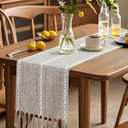 5 x OTOSTAR Table Runner with Tassels 13x72 Inch Rustic Farmhouse Table Runners Boho Hemstitched Embroidered Table Runner 72 Inches Long Rustic Home Holiday Party Dining Decor (Coffee)