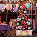 17 Pcs Valentines Day Conversation Hearts Tree Ornament Extra Large Sweet Candy Conversation Heart Tree Ornaments Be Mine Kiss Me Love Forever Heart Cut Outs for Valentine Home Decor