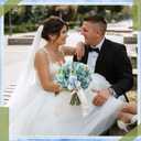 Tigeen 6 Bundles Artificial Bouquet Flowers Artificial Peonies Faux Roses Silk Flowers Hydrangea Bouquet for Wedding Table Centerpiece Floral Vase Decor(Blue)