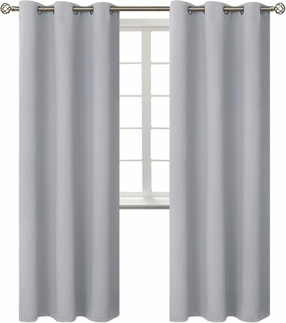 BGment Room Darkening Curtains 84 Inches Long - Grommet Thermal Insulated Drapes Window Treatment Curtains for Bedroom, 2 Panels, 42 x 84 Inch, Light Grey