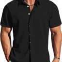 MAPICK Men's Linen Shirts Short Sleeve Button Down Casual Shirt Business Dress Clothing Beach Fashion Summer Tops, XL