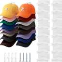 2 Pack Hat Organizer for Baseball Caps, Hat Hanger Holder Hold up to 16 Hat, Wall Hat Rack with Strong Adhesive, Multilayer Cap Storage Hooks for Closet Door and Bedroom (Beige-16)