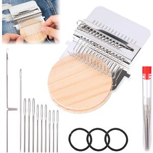 Small Loom Speedweve Type Weave Tool, Darning Loom Quickly Mini Knit Convenient Patch Darning Loom Kit for Mending Jeans Socks Clothes, Knitting Kit for Beginners (14 Hooks)