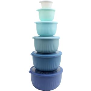 COOK WITH COLOR Prep Bowls with Lids- Wide and Deep Nesting Plastic Small Mixing Bowl Set with Lids, 12 Piece Set - Deep Bowls, Blue