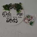 Interchangeable Wooden Seasonal Welcome Wreath, Rustic Round Dogs Front Door Wreaths for Home/Wall/Porch/Farmhouse Decor, for Easter Spring Summer Fall Halloween Christmas All Season Decorations (White)