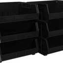 Akro-Mils 30250 AkroBins Plastic Storage Bins, Space-Saving Stackable Bins for Garage, Pantry, Craft Organization, 15" x 16" x 7", Black, 6-Pack