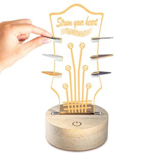 Light Up Guitar Pick Holder, Personalized Guitar Picks Display Holder with Wooden Base, Adjustable Brightness, Gift for Music Lovers & Guitar Players