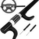 Tevlaphee Steering Wheel Lock, Car Lock Anti Theft Keyless Extendable Retractable Password 5 Coded Combination Lock, Heavy Duty Universal Fit (Black)