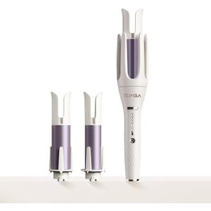 3 in 1 Automatic Curling Iron, Hair Curlers with 3 Curling Barrels (1" - 1.25" - 1.5"), Rotating Curling Iron with 3 Temp, 2-Way Rotation, 10S Fast Heating, Anti-Scald, Dual Voltage, White