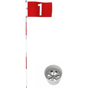 THIODOON Golf Flagstick 6ft Golf Flag and Cup for Yard Pro Detachable Golf Hole Cup and Flag for Driving Range Backyard Upgrade Anti-Rust Glass Fiber 5-Section Design with Connectors (Premium Flagstick Set -1 Pack)