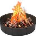 OUSHENG 36 Inch Round Fire Pit Ring Insert for Outside Wood Burning, 39 Inch Outer Large Solid Steel Firepit Liner for Above or In-Ground Outdoor DIY Camping Garden Patio Backyard