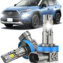 Fog Light Bulbs Fit for Toyota RAV4 2006-2012 & 2016-2023, 2-Pack | 14000LM 700% Super Bright, 6000K Cool White Fanless Fog Lamp, Real 1:1 Size, Plug and Play, IP68 60000 Hours Lifespan