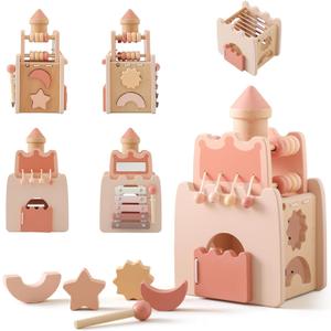 Wooden Montessori Activity Cube for Preschoolers 3-5 Multi-Sensory Learning Toy, Educational and Screen-Free Birthday for Kids