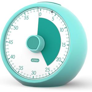 Visual Timer 60-Minute, Kids Timer for Homeschool Desk, Time Management Tools with Silent Operation, Timer for Kitchen Office Classroom (Green)