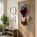 MyGift 2 Pcs Over The Door Hat Organizer, Door Hanger Hat Rack Display Storage, 5 Hooks Heavy Duty, for Coat, Scarf, Purse, White Metal