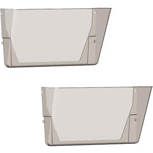 Gawerk Clear Acrylic Single Pocket, Plastic Hanging Wall Mount File Holder for Office Home (Gray, 2 Pack)