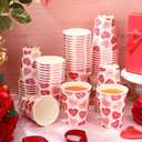 Jingmore 50 Pcs Valentine's Day Paper Cups 12 oz Valentines Coffee Cups Disposable Heart Paper Cup Hot Chocolate Tea Drinkware for Galentine's Day Party Coffee Bar Supplies(Lovely Style)