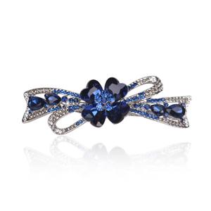 Flower Hairpin Rhinestone Hair Clips Hair Jewelry Barrettes for Women Gifts for Girls Fashion Hair Accessories for Wedding Party(Dark Blue)