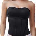 Women's Strapless Top Black Tanktop Women Flat Tummy Shapewear Strapless Tank Tops for Women with Soft Tummy Control (XL)