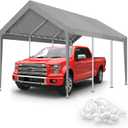 10x20FT Carport Canopy Replacement Cover Heavy Duty Waterproof & UV Protected, All Weather Car Shade Canopy with Ball Bungees (Grey, 10'x20', Frame is not Included)