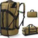 Haimont Large Collapsible Duffle Bag Backpack for Travel, Water-Resistant 55L Weekender Bag with Shoe Pocket, Men & Women, Sports, Traveling, Camping, Outdoor, Brown