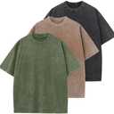 Men's Cotton T-Shirts Oversized Unisex Short Sleeves Casual Loose Wash Solid Basic Tee Tops L