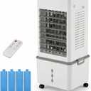 Grelife Evaporative Air Cooler with 10L(2.64 Gal) Large Tank,8 Speeds & 3 Wind Modes, 80° Oscillation,24H Timer,Remote Control,LED Display, Mist & Humidifier Function for Home Office Bedroom, White