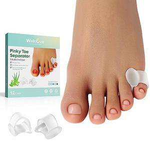 Welnove Gel Toe Separator, 10 Pack Pinky Toe Spacers, Aloe Vera Extract Infused Silicone Little Toe Spacers, Bunion Corrector, Bunion Cushions Pads for Preventing Rubbing & Relieve Pressure