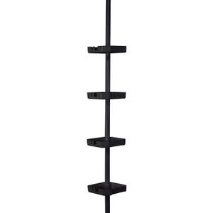 Bath Bliss 4 Tier Tensions Corner Shower Caddy Shelves Adjustable 48-101 Bathroom Organizer Bathtub and Shower Stall Holds Large Bottles Soap Shampoo Washcloths Matte Black