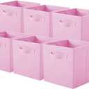 ShellKingdom Storage Bins, Foldable Fabric Storage Cubes And Cloth Storage Organizer Drawer For Closet And Toys Storage, 6 Pack (Pink)