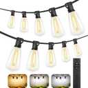 Brightever 200FT Outdoor String Lights with Remote, 2700K/4000K/5000K Selectable LED String Lights for Outside with 100+4 ST38 Edison Bulbs, 3 Modes Dimmable Patio Lights Waterproof for Camping, Deck (Black Wire)