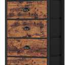 Furnulem Bedroom Dresser with 7 Drawers,Tall Industrial Fabric Chest of Drawers, Vertical Storage Tower Bedside Furniture in Living Room,Closet,Entryway-Sturdy Steel Frame(Rustic Brown) (11.8"D x 15.8"W x 43.3"H (7 Drawers))