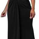 Memoriesea Women's Elegant Sleeveless One Shoulder Bodycon Evening Cocktail Maxi Dress XL