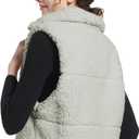 V VOCNI Womens Sherpa Fleece Vest Fuzzy Crop Vest Casual Sleeveless Jacket Zipper Waistcoat Outwear (Gray, L)