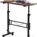 Small Standing Desk Adjustable Height, Mobile Stand Up Desk with Wheels, 32 Inch Portable Rolling Desks for Walking Pad Treadmill Wood Rustic