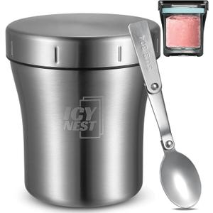 Ice Cream Cooler for Ninja Creami Pint Containers, Vacuum Insulated Double Wall Stainless Steel Ninja Creamy Pint Holder, Fits NC299AMZ NC300 NC301 Series, Keeps Ice Cream Frozen Longer & Outdoor