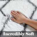 ONASAR 8x10 Area Rugs for Living Room, Fluffy White and Grey Rug for Bedroom, Geometric Moroccan Indoor Shaggy Boho Soft Plush Floor Carpet for Kids Teen Nursery Dorm Home Decor Aesthetic