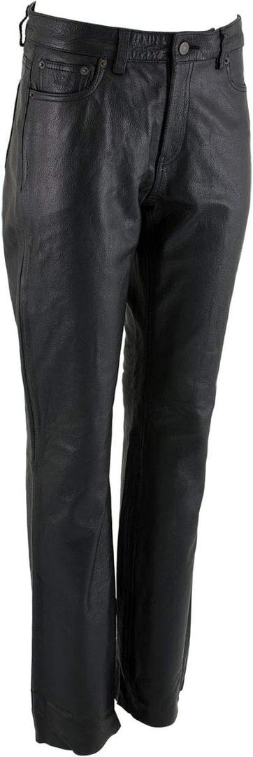 Milwaukee Leather LKM5719 Women's Black Premium Buffalo Leather Motorcycle Rider Casual Fashion Pants (Black, 8)