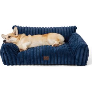 Bedsure ComfyFleece™ Cute Dog Couch for Medium Dogs - As Seen on TV on Good Day New York, Dog Couch Bed with Removable, Washable Cover, Supportive Pet Sofa, for Medium Large Dogs, 36inch, Night Blue