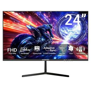 XUNDEFINED 24 Inch 144Hz Gaming Monitor with Speaker, FHD(1920 x 1080) Frameless IPS Computer Monitor with Freesync, 100% sRGB, Low Blue Light, VESA, HDMI, VGA Port for Gaming, Home Office Working