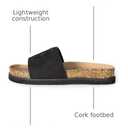 Women's Suede Slide Sandals with Arch Support,Cork Comfortable Summer Flat Sandals for Women 2025 Beach Vacation Shoes,Cute Dressy Sandals Outdoor Slippers
